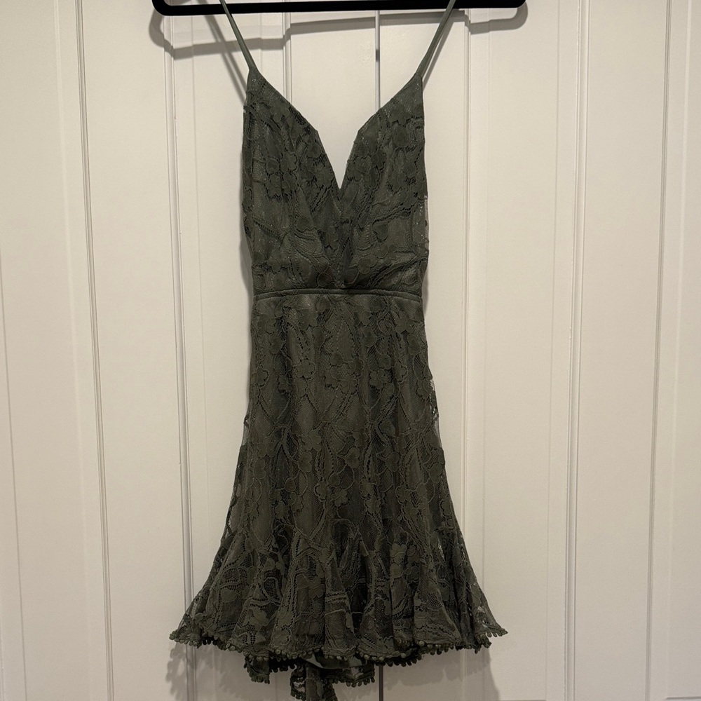 Lulu's Olive Lace Mini Dress